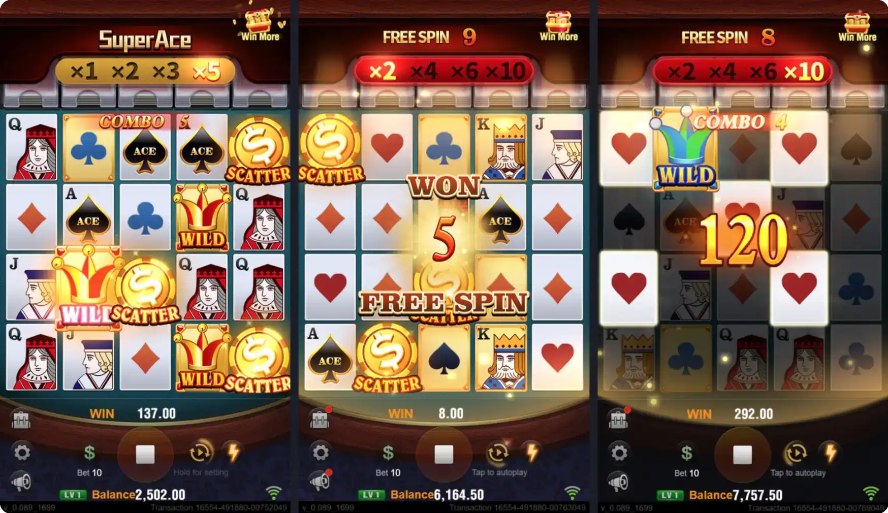 Super Ace slot game scene with a retro glow effect